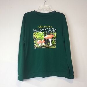 RUMWE Advice from a Mushroom Green Cuffed Sweatshirt